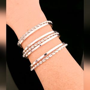 Silvertone Twist and Bar Cuff Bracelet